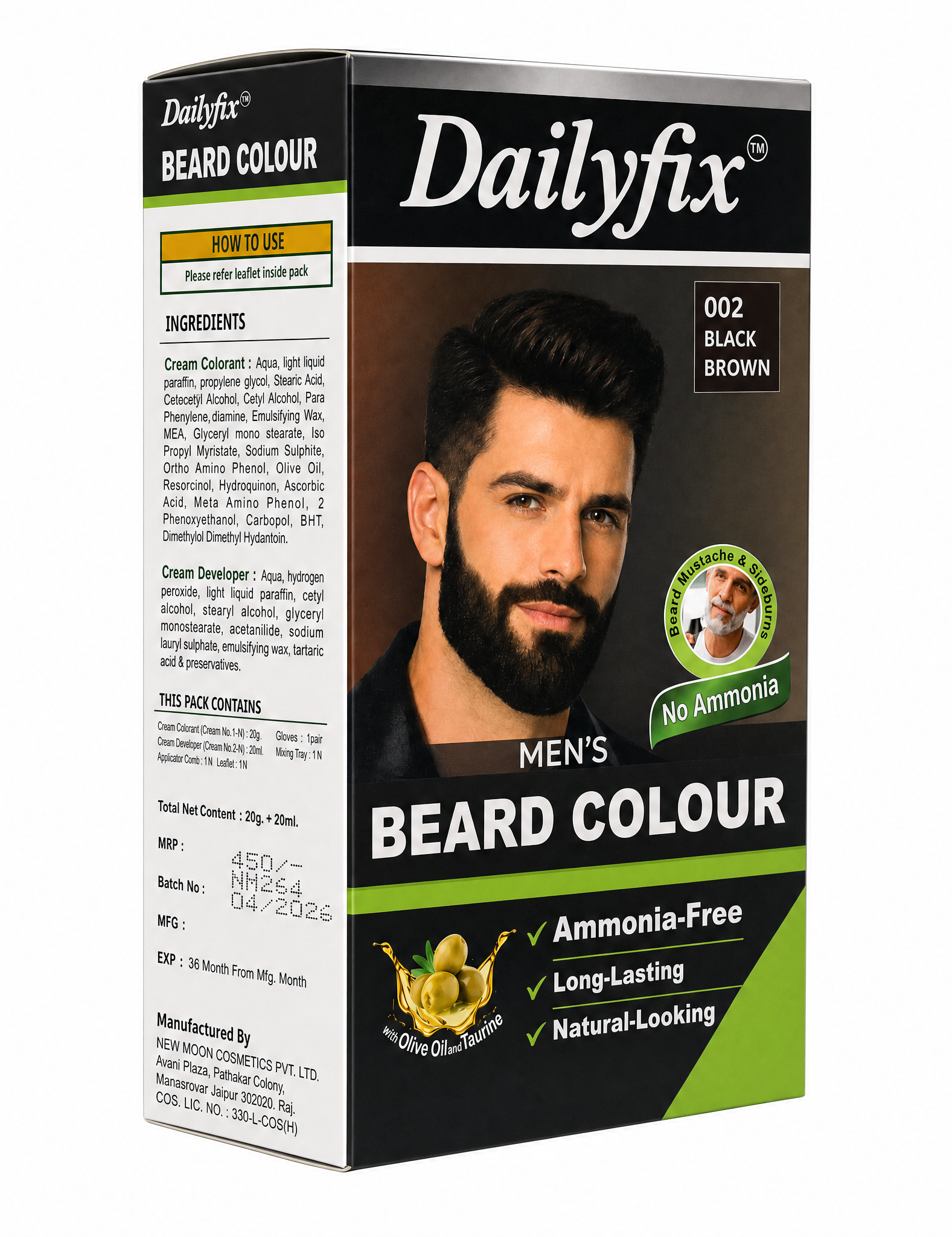 Dailyfix Beard Colour for Men - Ammonia-Free Botanical Formula